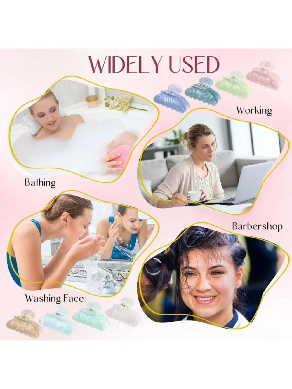32 Pcs Large Acrylic Hair Claw Clips - Cute Non-Slip Jaw Clips for All Hair